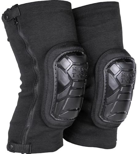 Klein Tools 60850 Tough-Flex Knee Sleeves for Work, Construction, Low-Profile Sleeve with Zipper, Gel-Like Foam, Black, XL/XXL