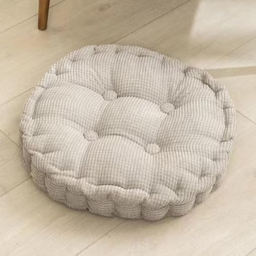 Set di 2 cuscini per sedia da esterno, 40 x 40 cm, spessi, per panca e sedia da giardino (rotondo, grigio chiaro, 40 x 40 cm)