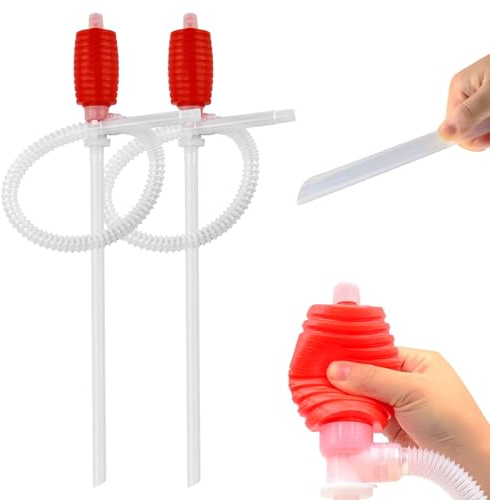 Handpumpe für Benzin, 2 Stück Benzinpumpe Kraftstoff Umfüllpumpe Auslaufsicher Siphon Pumpe Säurefest Absaugpumpe Wasser Schlauchpumpe für Benzin Auto Wasser Öl Flüssigkeit