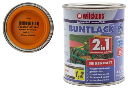 Wilckens Buntlack 2in1 Dispersion seidenmatt 30 Farben 125ml, Farben:Orange