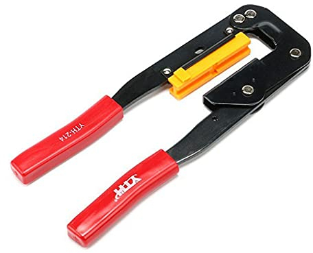 HT-214 - Tenazas Herramienta de Crimpado de Cables de Conector IDC, Alicates para Terminales, Cables, Cuerdas, Pelado de Alambre, Dureza, Kit de Alicates de Crimpado de Alambre