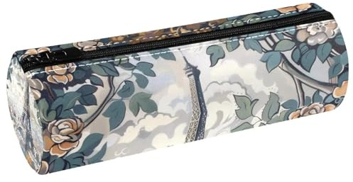 VAPOKF Trousse à crayons en cuir avec motif Tour Eiffel Paris City - Pour ranger des stylos, des pièces de monnaie, des cosmétiques, des cosmétiques, des articles de papeterie, l'école, le bureau,