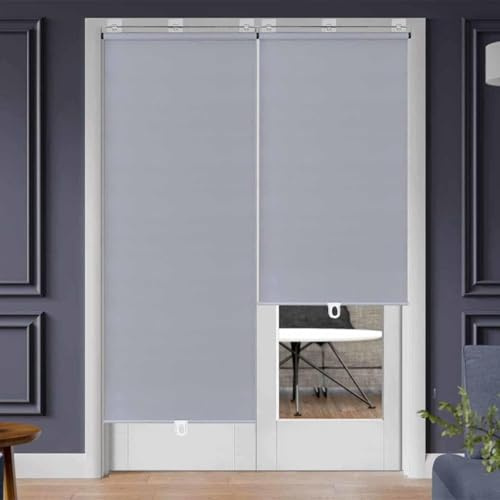 Parasol portátil para ventanas, estor enrollable retráctil con sistema de resorte, persiana temporal NoDrill, 99 % opaca, cortina aislante, ligera, inalámbrica, color gris, 40 x 150 cm