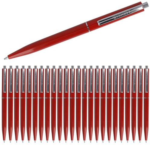 Westcott Kugelschreiber ALLTIME Rot 25 Stück | Vorteilspack Druckkugelschreiber mit roter Tinte | Strichstärke M mit X20 Standardmine | Dokumentenecht ISO 12757-2 | Stabiler Metallclip | E-737449 00