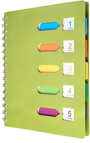 Anteckningsbok register A5-ringbok, linjerad anteckningsbok med A5-register, linjerad spiralbindning, anteckningsbok A5-ringbok, A5-anteckningsboksregister för arbete kontor skola college Essentials,