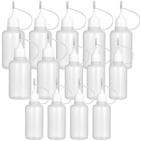 Qianyu 14 Stück Nadelflasche 30/10ml Präzisionsspitzen Applikator Flaschen Klein Quetschflasche Nadelspitze Kleber Flasche Spritzflasche Plastikflasche Leer Leimflasche für DIY Craft Nachfüllkleber