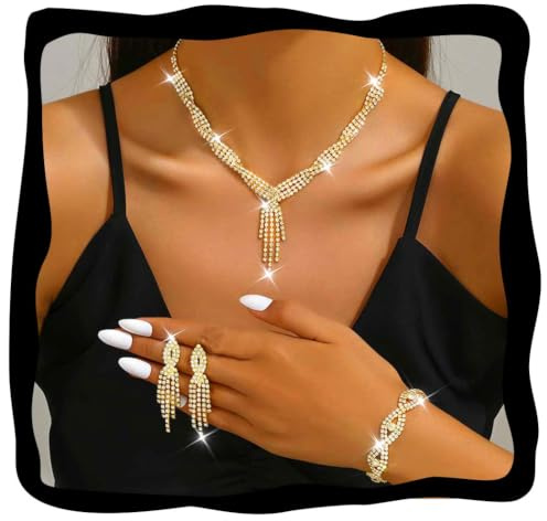 Fashband Parure de bijoux de mariée en argent avec nœud, set de bijoux de mariage avec strass, colliers pour costume de bal pour femmes, Misura unica, Perle synthétique, Pas de gemme