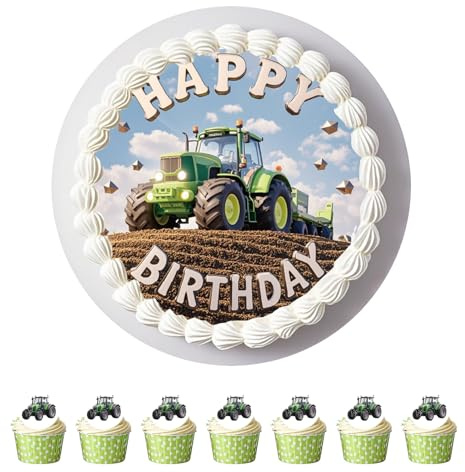 Anemowind 11 Stück Essbare Tortenaufleger Zugmaschine Kuchen Topper Geburtstagskuchen Deko aus Reispapier Kuchen Dekoration auf Bauernhof Party