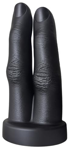 Godemichets Double Doigt Géant - Design Noir avec Veines Anatomiques,XXL Large Anal Plug Anal Double Penetrateur Couple (A)