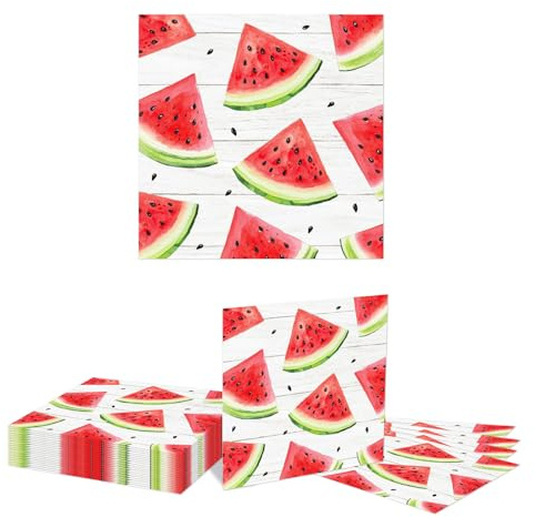 Kotkiddy 20 Pack Salviette di Carta Anguria Estate Frutta USA e Getta Tavolo da Pranzo Acquerello Anguria Salviette per Feste in Piscina