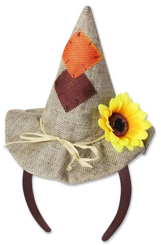 MAOSHYMS Halloween Vogelscheuche Hut Haarreif, Hexenhut Stirnbänder, Dekorativer Hut Kopfschmuck mit Sonnenblume, Kostüm Zubehör Hüte Haarschmuck für Halloween Party Karneval Cosplay Erwachsene Kind