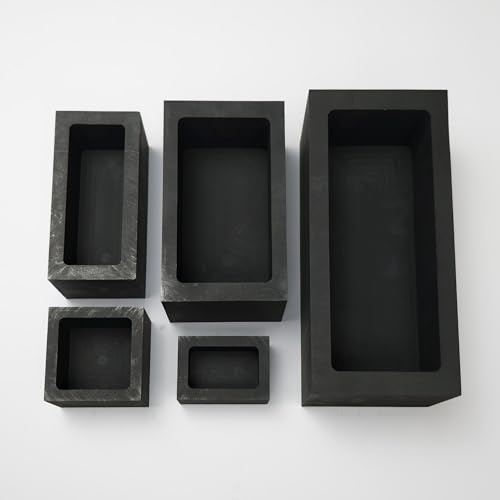 Gussformen, Barrenformen aus Grafit bis 504 ml Volumen, beständig bis mind. 1200 °C für Metallguss sehr gut geeignet, Zinn, Bronze, Messing, Aluminium (I: 100x100x40 mm A: 120x120x55 mm)
