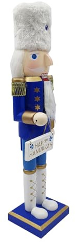 Schiaccianoci di Natale, Schiaccianoci In Legno Per Festa Ebraica, Bianco Blu Festivo Personaggio Da Collezione Per Tavolo davanzale Banco