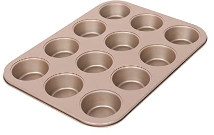 djgkENVQ Pirofila, Stampi for muffin e cupcake, resistenti alle alte temperature, antiaderenti(Gold)