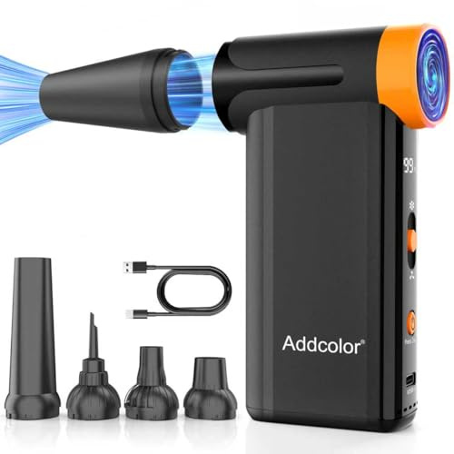 AD51 Air Blower,Compressed Air Duster with 2000mAh*2 and 8 Gear Adjustable,106770RPM Electric Duster Blower with Display – Portable Mini Duster for PC,Keyboard,Outdoor,Orange