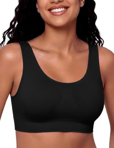 Uniexcosm Women's Sports Bra Solid Wirefree Sports Bras for Women | Seamless Sports Bra Wirefree Yoga Bra with Removable Pads for Women Comfort Gym Running Crop Top