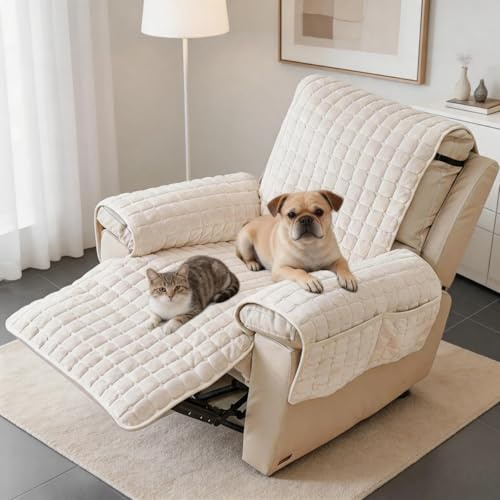 OAIFEAN Recliner Chair Covers for Electric Chair，Armchair Covers (Beige)