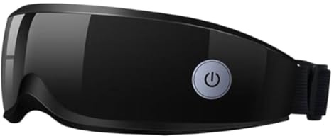 Massaggiatore Elettrico per Occhi, Ricaricabile, 200 mAh, Nero | Massaggio dei Punti, Fascia Elastica Regolabile, Alimentazione Usb, Silicone e Magnete per Uso Quotidiano