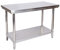 Wiltec Tavolo da lavoro in acciaio inox 120 x 60 x 85 cm con ripiano inferiore e piedi regolabili