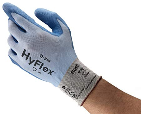 Ansell HyFlex 11-518 skärskyddshandskar, mekaniskt skydd, blå, storlek 9 (paket med 12 par)