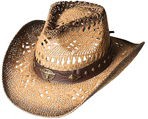 Westernwear-Shop Western Strohhut Sunset Edition Westernhut Cowboyhut Westernkleidung Strohhut für Damen und Herren (Small) Beige