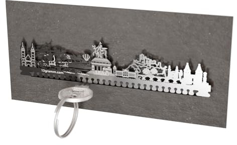 13gramm Koblenz Skyline Schlüsselbrett - Stilvolles Wohnaccessoire mit edler Edelstahl-Silhouette der Stadt Koblenz - Clevere Schlüsselaufbewahrung