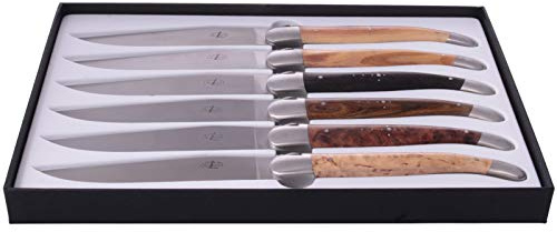 Forge de Laguiole - Set di 6 coltelli da bistecca, in legno misto, inossidabile