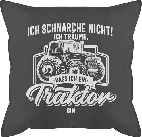 Shirtracer Kissen 50x50 - Traktoren - Ich schnarche Nicht ich träume DASS ich EIN Traktor Bin weiß - 50 x 50 cm - Grau - Geschenke für traktorfans mit füllung Landwirt trecker männerkissen männer