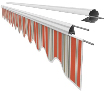 VANA Markisenstoff Volant für 6 m Markise Ersatzstoff Markisentuch Bespannung Sonnenschutz, nur Volant, fertig genäht, Maß 5,83 x 0,21 m, Design SPD031