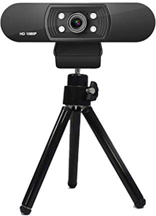 ARCH 1080P Caméra D'ordinateur avec Microphone, Webcam avec Microphone Grand Écran Vidéo HD Webcam for Le Chat Vidéo, Examens en Ligne De Classe, De Conférence Vidéo (Color : Black-Stand)