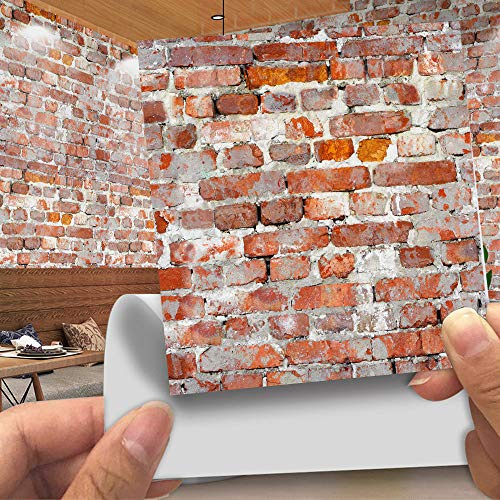 Hiser 20 Stück Küchenrückwand Fliesenaufkleber, Kunstleder 3D Steinimitat Backstein-Stil Wasserdicht Ölfest Stickerfliesen Deko Selbstklebende für Küche Badezimmer Wohnzimmer Dekoration (LA007,20cm)