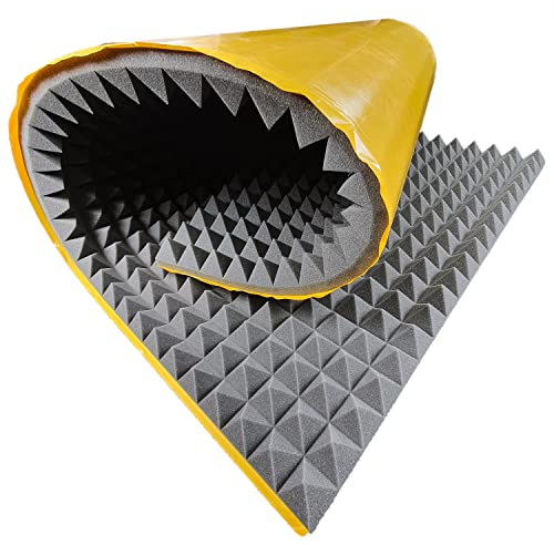 Akustikschaumstoff Selbstklebend Pyramiden Matte 100x200 x 6 cm von GMP Tech beauty of sound - Dämmung Schaumstoff zum gaming zimmer - Schallschutz wand im musikstudio - Acoustic foam - Echo absorber