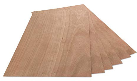 WoodPress® Kirschbaum Echtholzfurnier A4, 6 Furnierblätter | Ca. 21 x 29 cm, 0,5 mm stark, für Intarsien, Modellbau, Schule, Plattenreparatur, DIY, mit natürlicher Holzmaserung