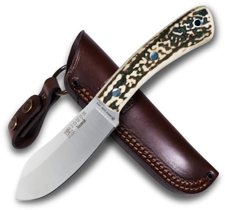 joker Coltello da caccia CC136, con manico in staghorn da 11,5 cm, lama da 10,5 cm, include un fodero. Coltello di J.Sabater. per attività di Pesca, l'Escursionismo, Il Campeggio
