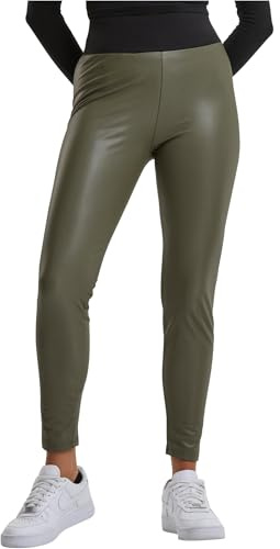 Urban Classics Femme Legging Taille Haute en Cuir Synthétique pour Femme Pantalon de yoga, Olive, M EU