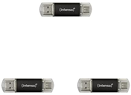 Intenso 3539490 Twist Line 64 GB - Dual USB-Stick 3.2 Gen 1x1, USB-C & USB-A, 70MB/s, Anthrazit, 3er Pack
