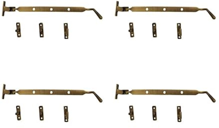 Adonai Hardware 10.5 Jerahmeel Solid Brass Heavy Duty Window Latch Lock Casement Stay, Easy to Install, Window Hardware Accessories Fittings (Supplied as 4 Pieces per Pack) - Antique Brass