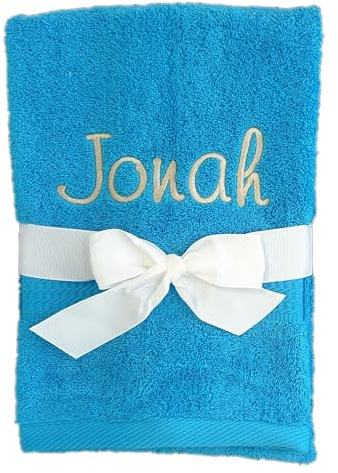 KIDDI-MEDIA Handtuch, Türkis, 100x50cm, 100% Baumwolle | Mit personalisierter Bestickung, wie z.B. Name, 500 g/m², Frottier