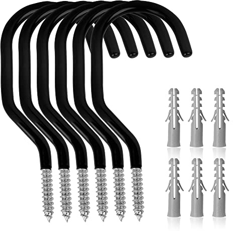 SWANLAKE 6 Pack Heavy Duty Garage Hooks, 6-Inch Bike Hooks for Wall & Ceiling Hooks Heavy Duty, 100 LB Capacity Bike Storage Hooks for Garage, Shed & Basement Hanging