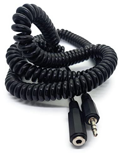 DRUT 5m 3.5mm Stereo Jack to 3.5mm Socket Headphone | Speaker, HI-FI Extension, Coiled Cable Lead, 16.5ft