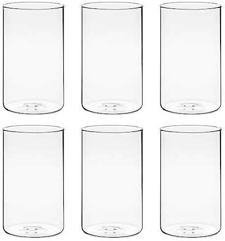 Winter Shore 15 cm Hohe Glasvasen für Tischdeko [6er-Pack] - Gläser für Kerzen, Blumen, Kieselsteine, Muscheln, Perlen & Windlicht Glas - Durchsichtige Glasvase Zylinder - Vasen Hochzeit Tischdeko