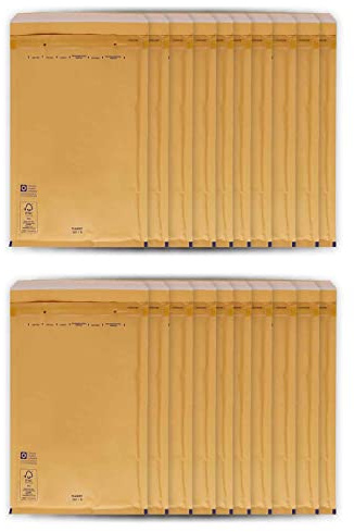 Tradineur - Pack de 20 sobres acolchados de burbujas - N.º 12 - Fabricados en papel - Ideal para sus envíos con total seguridad - 22,5 x 14 cm - Color Marrón