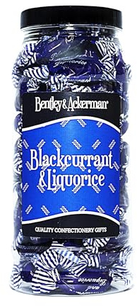 Bentley & Ackerman Blackcurrant & Liquorice Gift Jar 440g – Traditional Blackcurrant and Liquorice Retro Sweets – Classic Sweet Shop Candy Jar