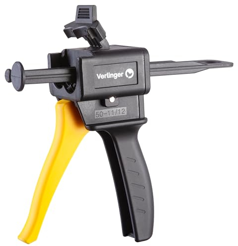 VERLINGER Pistola Per Colla Bicomponente Pistola Per Colla Epossidica, Adesivi epossidici 2x25 ml - Strizzatore per adesivi bicomponenti Con 4 Opzioni Di Miscelazione