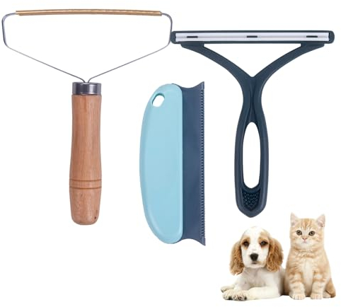 Fusselrasierer Manuell, 3 Stück Tierhaarentferner Bürste, Fusselbürste Kleidung, Teppichbürste Tierhaare, Hundehaarentferner, Katzenhaare Hundehaare Entfernen, Katzenhaarentferner Kleidung.