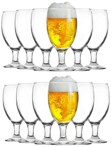 KIAPPO Pokal Biergläser Set 590 ml - 12 Stück Gläser für Bier - Beer Glass - Bierbecher - Wassergläser - Trinkgläser - Sektgläser - Hochwertige Qualität für Zuhause