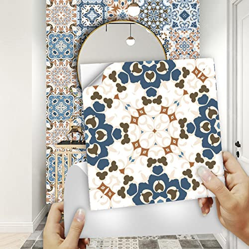 Peel and Stick Tile Stickers Tile Stickers Beige Brown Navy Blue Stick on Tiles PVC Tile Stickers for Kitchen Heat Resistant Tile Stickers for Bathroom Waterproof Self Adhesive Wall Tiles Peel and St