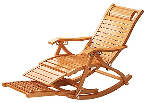 Schaukelstuhl, Bambus-Loungesessel, fauler Balkon, Nickerchen für Erwachsene, Sessel, Alter Mann, Freizeit, Klappstuhl für die Mittagspause, Liege, klappbarer Schaukelstuhl aus Holz mit Fußm