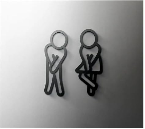 ZPFDSG Toilette Türschild Schwarzes WC-Schild, Acryl, 3D-Waschraumtür, Wandkunst, Etikett, Aufkleber, WC-Halter, Beschilderung, Kunst, Hotel, Heimdekoration(Color:1,Size:18x11cm (3mm Thick))