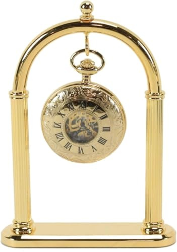 TAURISH Pocket Watch Display Stand - Full Arch Chrome, Brass Metal Holder for Pocket Watches, Antique Clocks, & Collectibles
